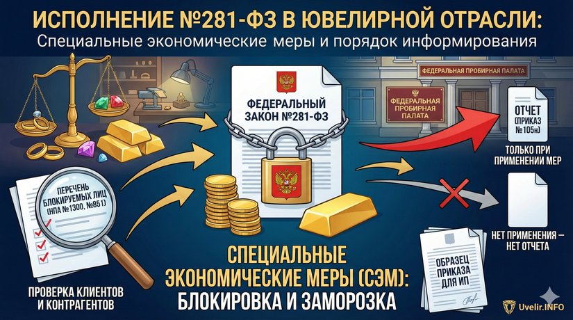 Исполнение Федерального закона №281-ФЗ в ювелирной отрасли: Специальные экономические меры и порядок информирования Федеральной пробирной палаты